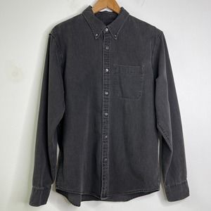 ABERCROMBIE & FITCH Button Down Collar Pocket Chambray Shirt Black Men's XL